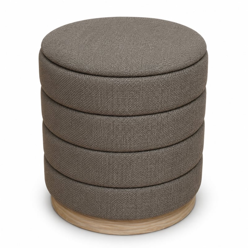Aria Home Modern Cylinder Ottoman with Hidden Storage Upholstery Seat - Tan
