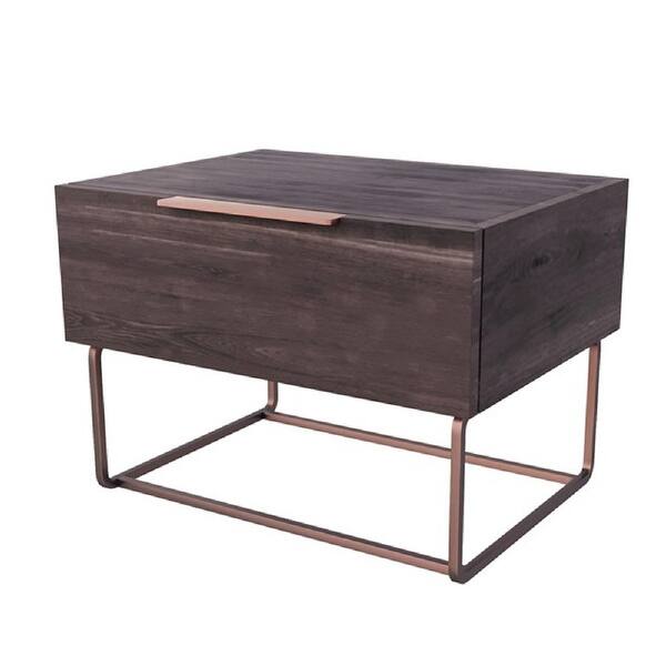 Shop 1 Drawer Wooden Nightstand With Rectangular Steel Frame Support Dark Brown On Sale Overstock 31812786