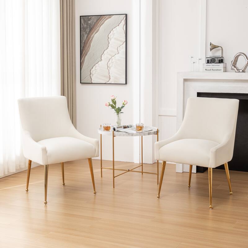 SEYNAR Velvet Upholstered Dining Chair Set of 2, Modern Glam Armless Side Chair