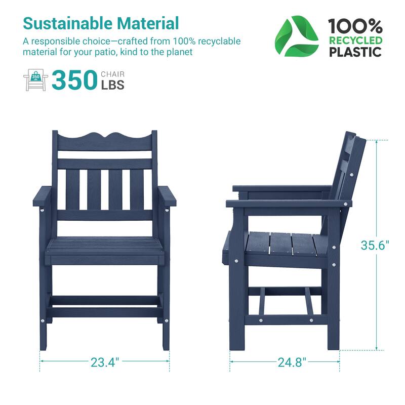 HIPS All-weather Outdoor Dining Chairs with 304 Hardware (Set of 2)