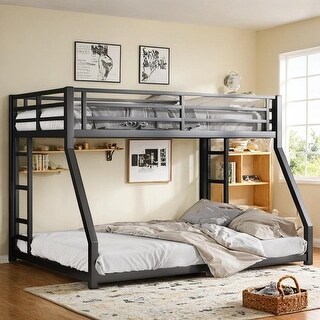 Safety Design Bunk Bed, Space-Saving/Noise Reduced, TwinXL/FullXL over Queen