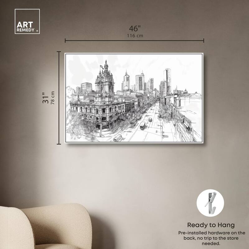 Collins Street Sketch Canvas by Art Remedy