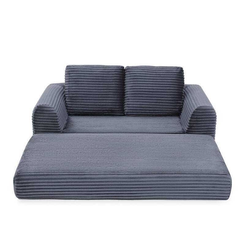 Sofa Bed Grey Sleeper Sofa with 2 Pillows, Upholstered Sofa Couch Loveseat 2-Seater Sofa Couch with Armrests