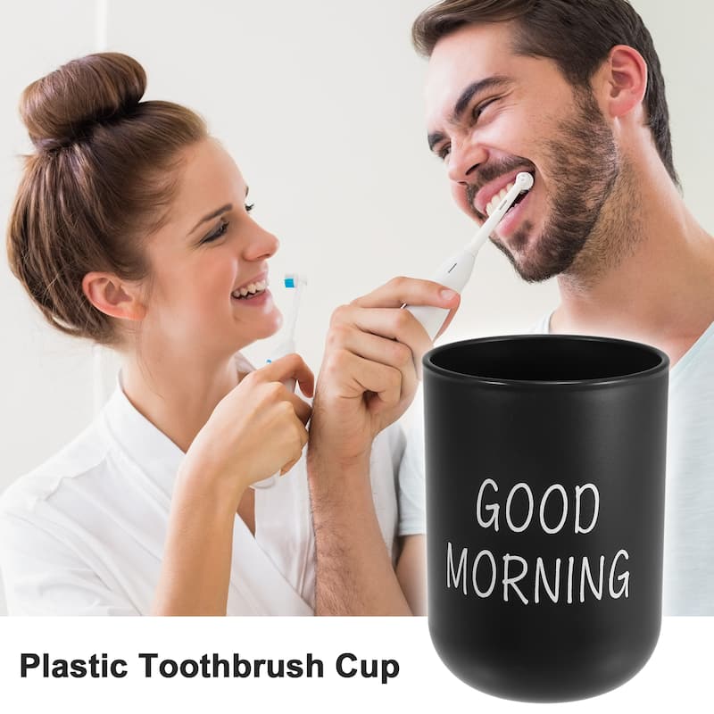 Bathroom Toothbrush Tumblers Plastic Toothbrush Cups 3.94"x2.83" - Black