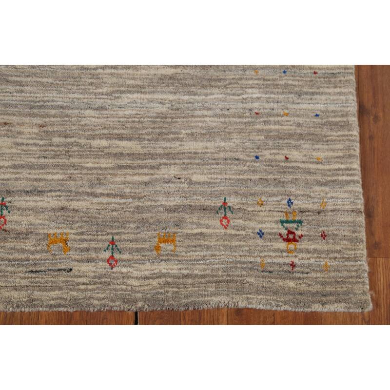 Striped Gabbeh Indian Runner Rug Hand-Knotted Wool Carpet - 2'11"x 9'8"