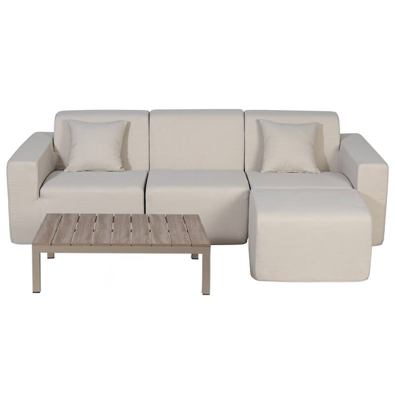 Outdoor and Indoor Modern Modular Patio Sectional Sofa with L-Shape Chaise, Cloud Sectional Couch with Comfy Chaise