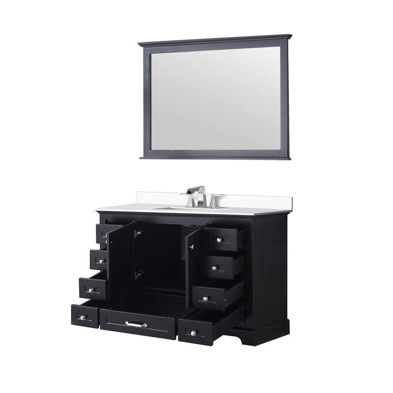 Dukes 48 in. W x 22 in. D White Single Bath Vanity, Cultured Marble Top, Faucet Set, and 46 in. Mirror