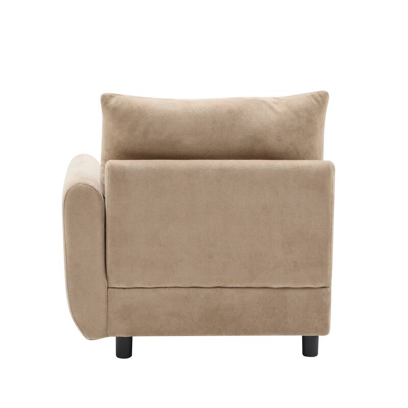 L Shaped Modular Sectional Sofa with Ottoman, Oversize Velvet Upholstered Sofa, 5 Seat Sofa with Removable Cushions