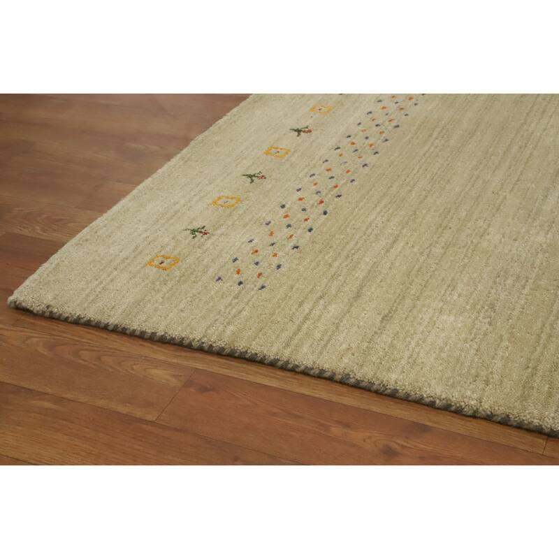 Hand Knotted Oriental 100% Wool Carpet Tribal Animal Pictorial Beige & Ivories Gabbeh Area Rug - 11' 8'' X 4' 11''