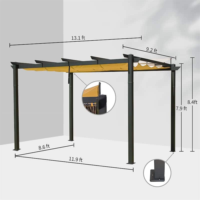 Outdoor Retractable Aluminum Pergola with Weather-Resistant Canopy Gazebo