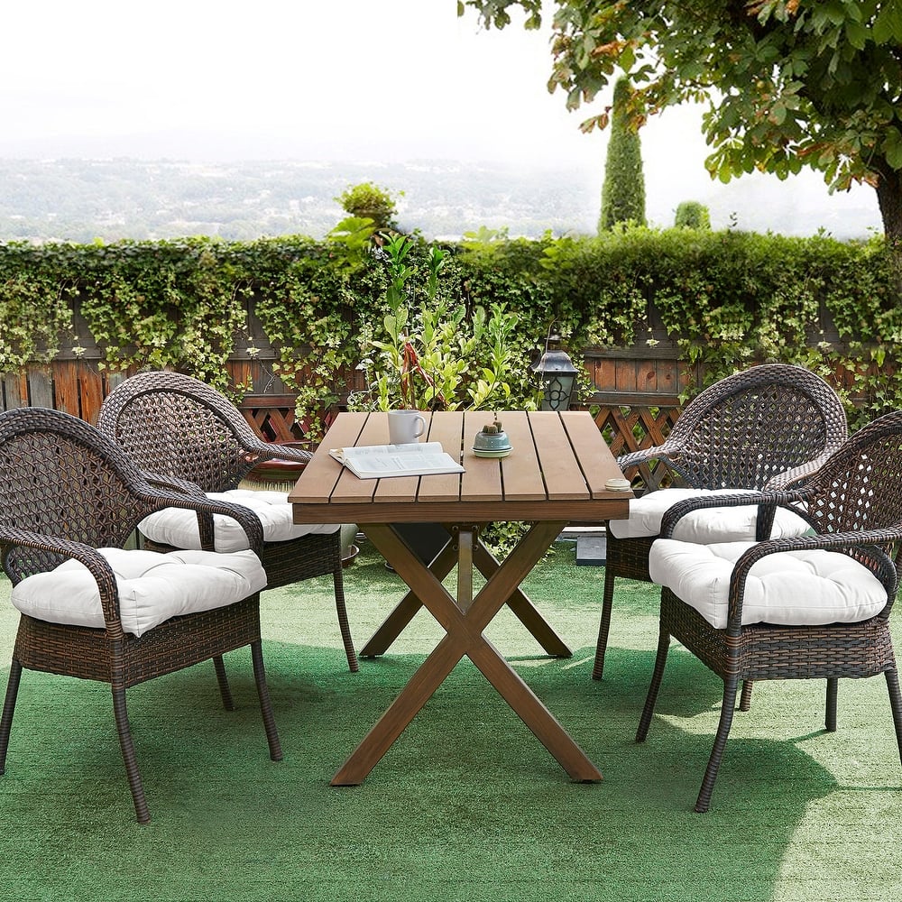 Sweet Home Collection Patio Cushions Outdoor Chair Pads Thick Fiber Fill Tufted 19" x 19"