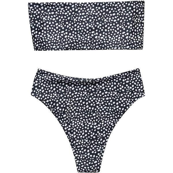 OMKAGI Women's 2 Pieces Bandeau Bikini Swimsuits Off Shoulder High Waist Bath... - 6. Opens flyout.