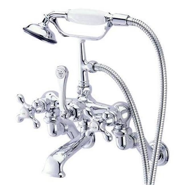 Elements Of Design Triple Handle Wall Mounted Clawfoot Tub Filler with - Chrome