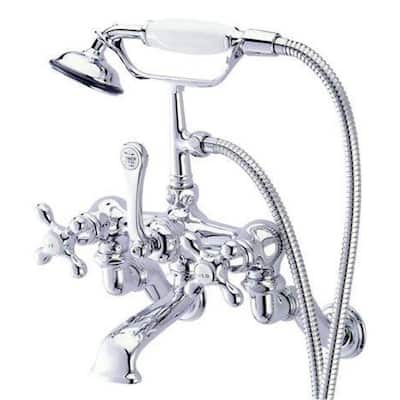 Elements Of Design Triple Handle Wall Mounted Clawfoot Tub Filler with
