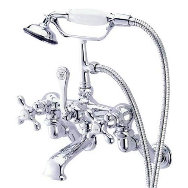 Elements Of Design Triple Handle Wall Mounted Clawfoot Tub Filler with