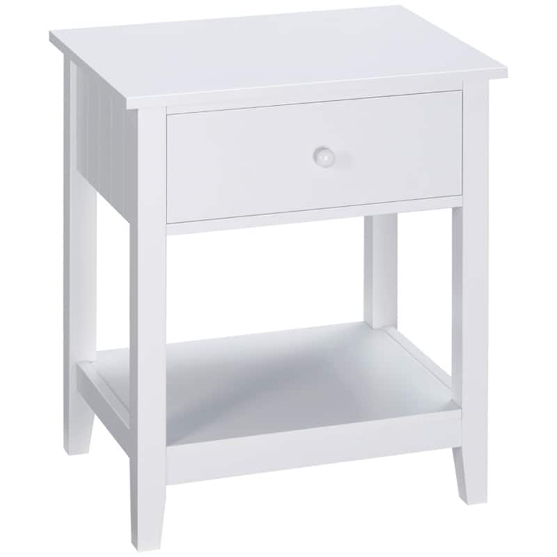 MDF Coffee Table with Drawer and Bottom Shelf - 19.75'' W x 13.75'' D x 23.5'' H - White