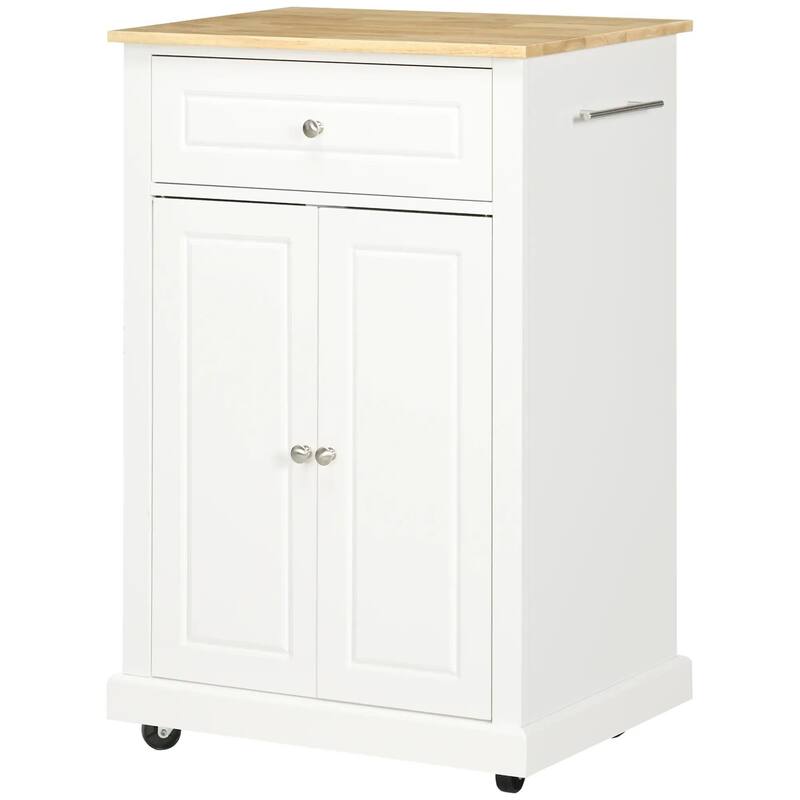 Rolling Kitchen Island Cart with Drawer,Adjustable Shelf,2 Towel Racks
