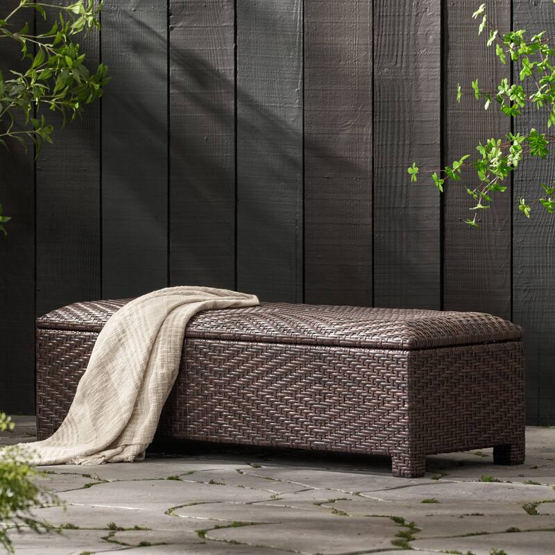 Rattan Outdoor Bench Storage Bench Patio Bench Garden Bench