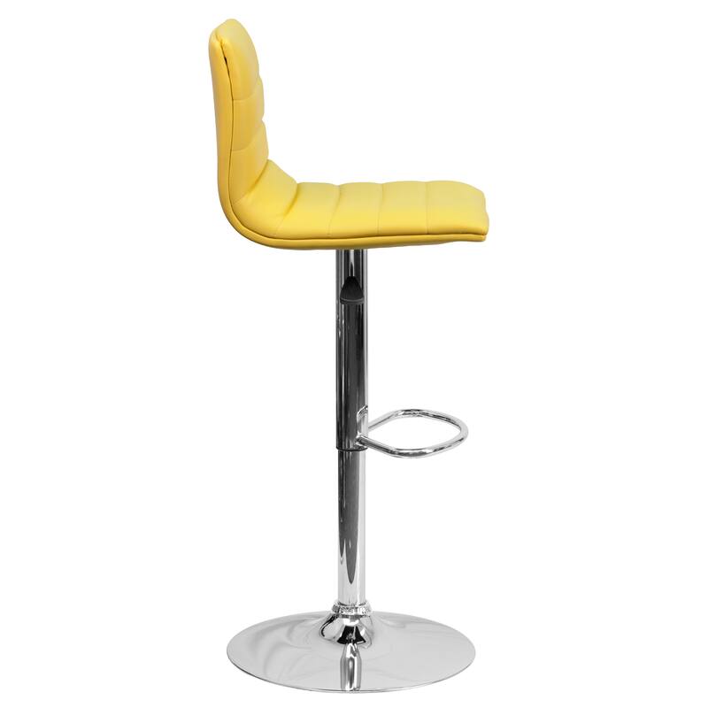Modern Vinyl Channel Tufted Adjustable Height Barstool (Set of 2) - 16"W x 19"D x 35" - 44"H - 16"W x 19"D x 35" - 44"H