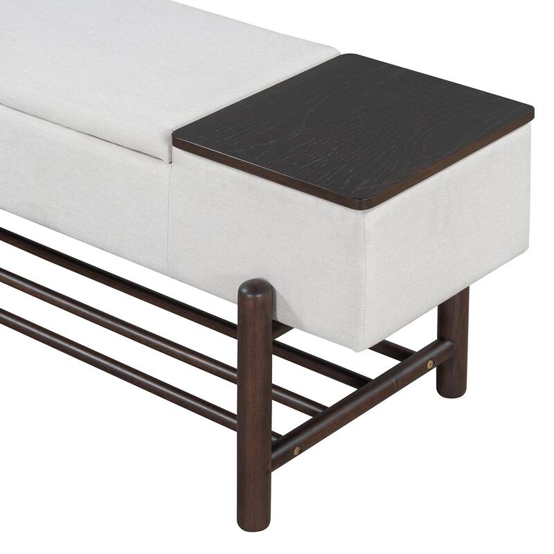 Roomfitters Modern Entryway Bench, Upholstered Storage Seat, Shoe Organizer Shelf, Hallway Furniture