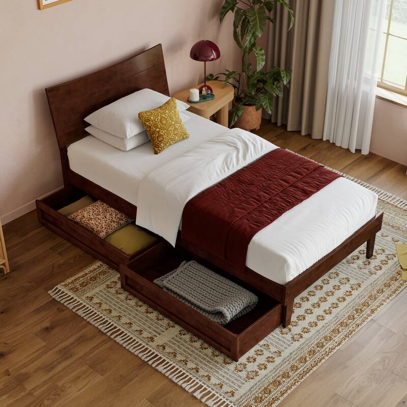 Phoenix Wood Platform Bed with Storage Drawers