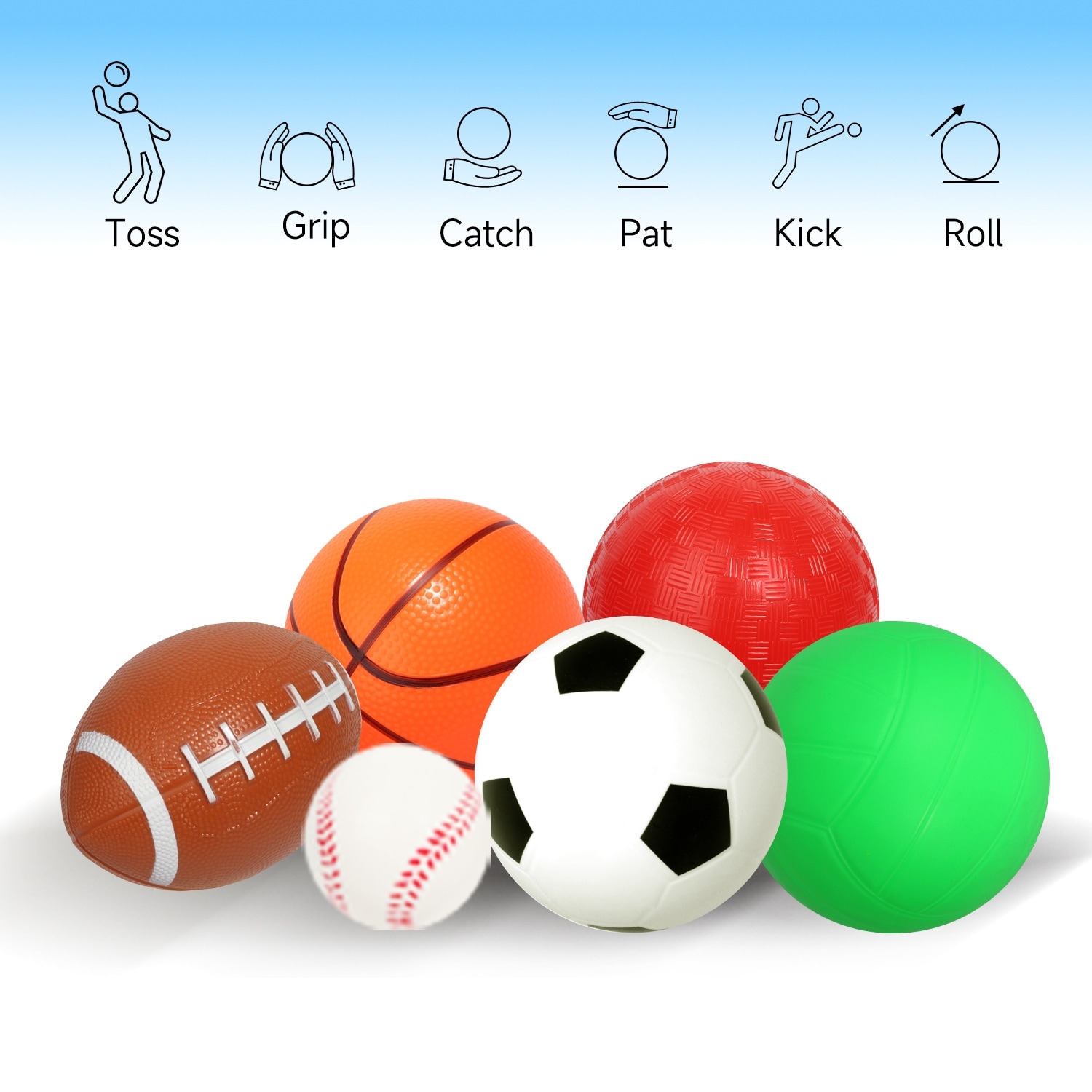 GSE Set of 6 Mini Sports Balls Set Soccer Ball Basketball Volleyball Playground Ball Football Baseball for Toddlers On Sale Bed Bath Beyond 38437484