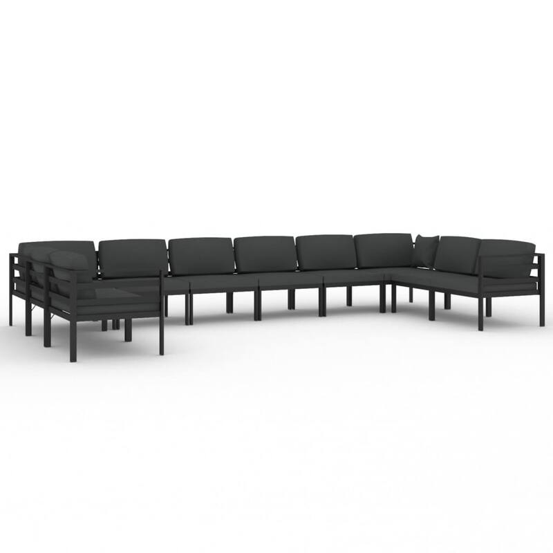 vidaXL Patio Lounge Set Outdoor Sectional Sofa Set Table Aluminum Anthracite - 27.6" x 27.6" x 25.4"