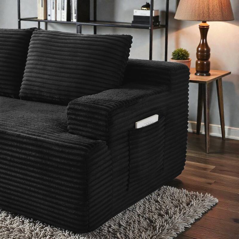 L Shaped Cloud Sectional Sofa with Deep Seat, Corduroy Modular Sleeper Couch, No Assembly Required
