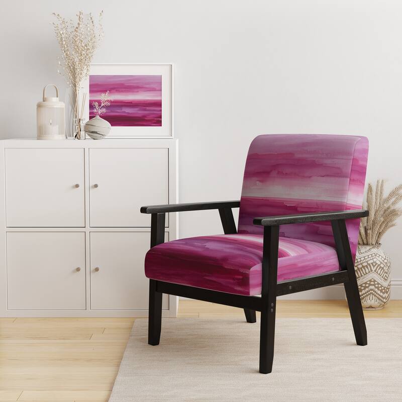 Designart "From the Shore" Upholstered Beach Accent Chair - Nautical & Coastal Arm Chair For Bedroom - Arm Chair - Purple & Pink