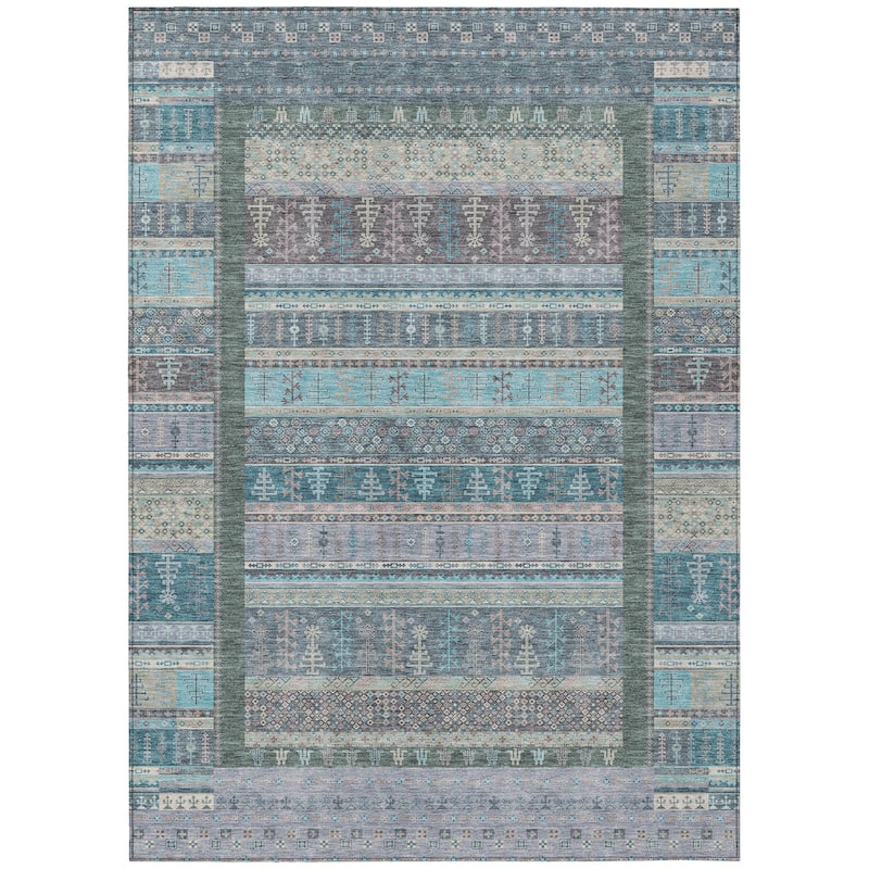 Machine Washable Indoor/Outdoor Global Kilim Chantille Rug