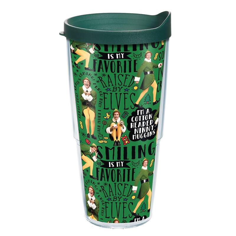 Tervis Warner Brothers Elf Ninny Pattern Christmas Holiday Movie Made in USA Double Walled Insulated Travel Tumbler, Classic - 24oz