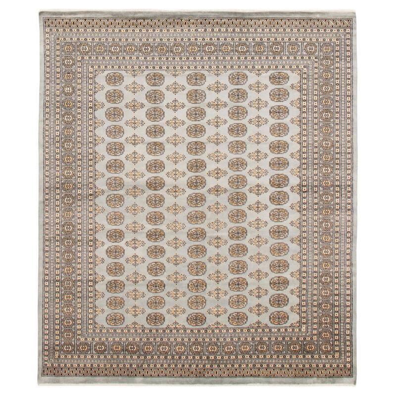 ECARPETGALLERY Hand-knotted Finest Peshawar Bokhara Blue Wool Rug - 8'2 x 9'8 - Light Blue - 8'2 x 9'8