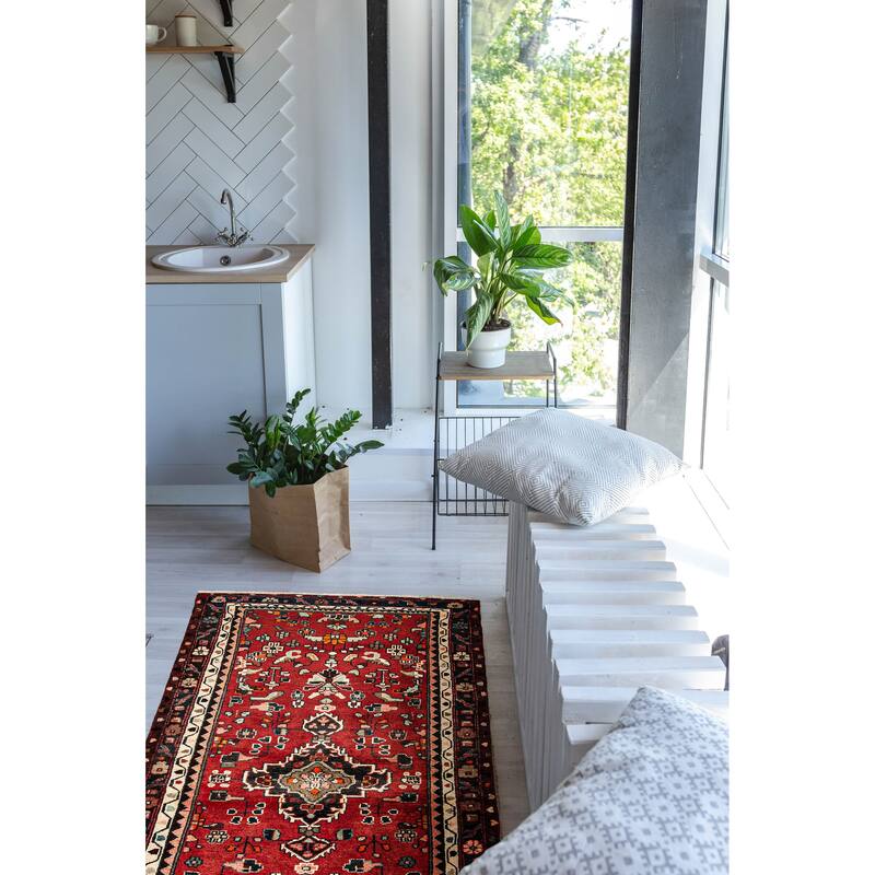 ECARPETGALLERY Hand-knotted Andelz Red Wool Rug - 3'5 x 6'11