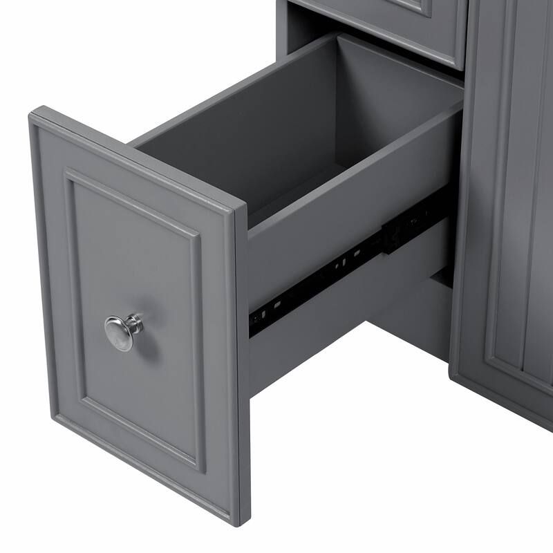 24-Inch Bathroom Vanity Cabinet with Ceramic Sink - 2 Drawers and 1 Door