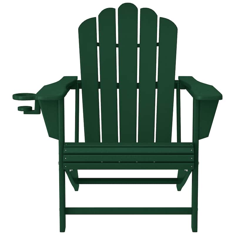 Aderson Outdoor Poly Adirondack Chair with Side Table and Ottoman