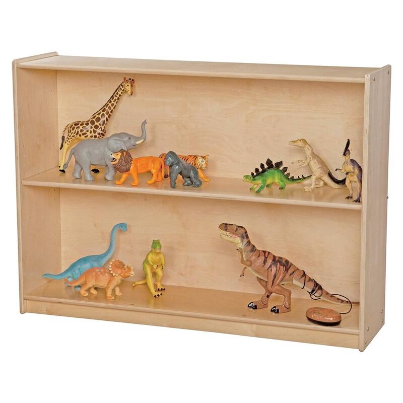 Contender Birch Plywood Bookcase with Adjustable Shelves, Classroom Storage Cabinet for Toddlers, Natural - 34.37-Inch Height