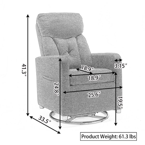 dimension image slide 0 of 2, Fabric Swivel Gilder Chair With Pocket