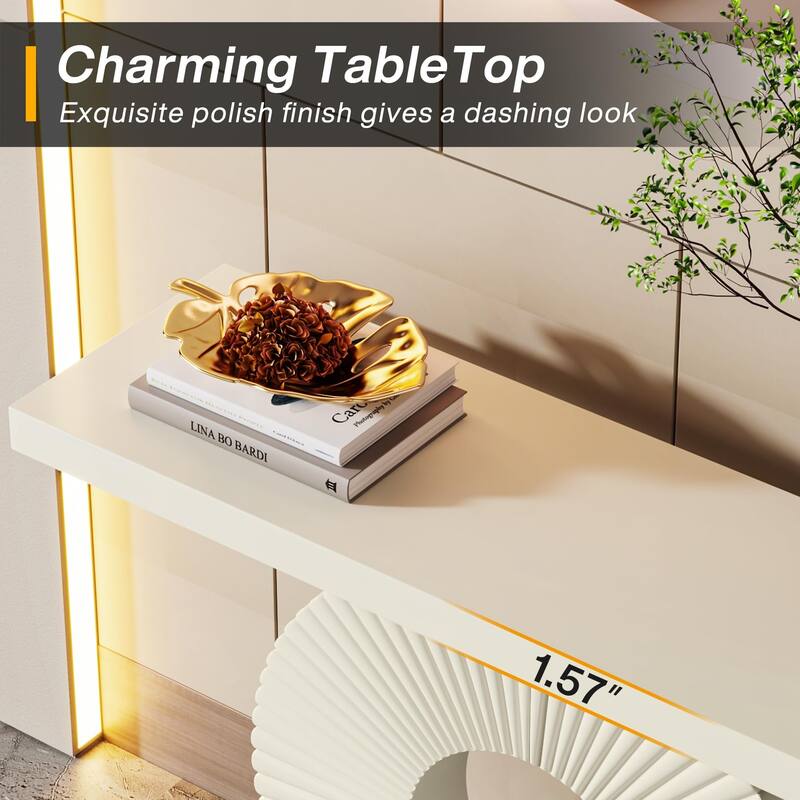 Modern Console Table with Geometric Base, 40 inch Wood Entryway Sofa Table