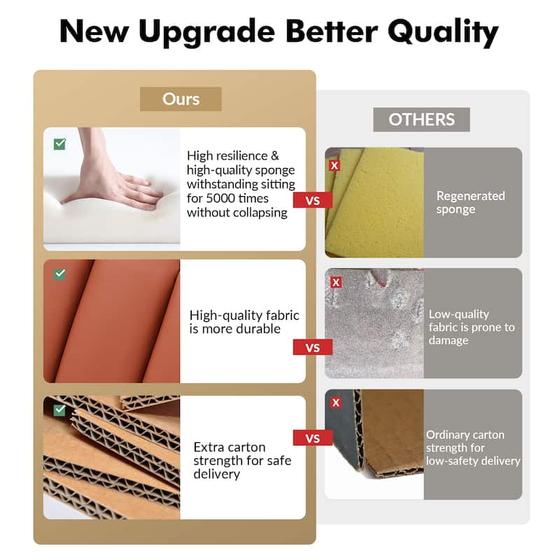 Olinto Modern 83-Inch Genuine Leather Tufted Couch Sofa with Channel Back by HULALA HOME