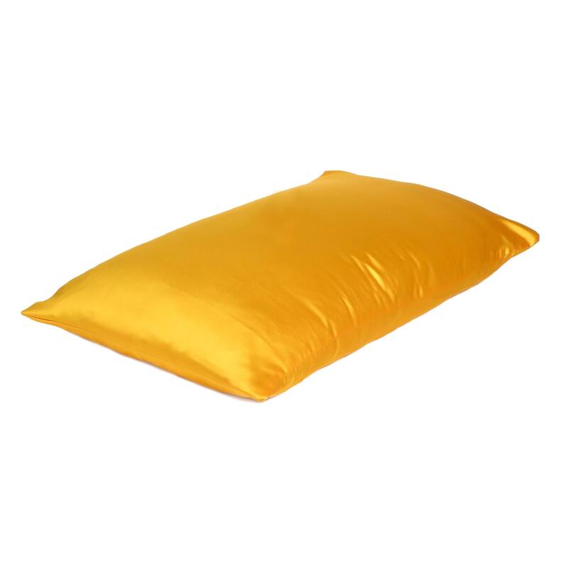 HomeRoots Goldenrod Dreamy Set Of 2 Silky Satin Standard Pillowcases