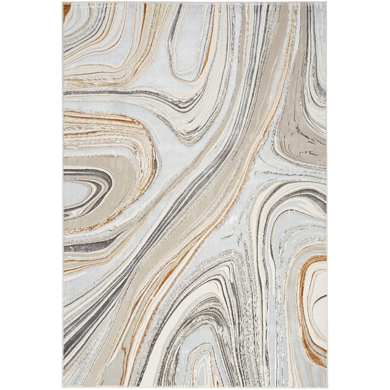 Nourison Glam Indoor Abstract Area Rug - 5' 3" x 7' 3" - Grey/Gold - Rectangle