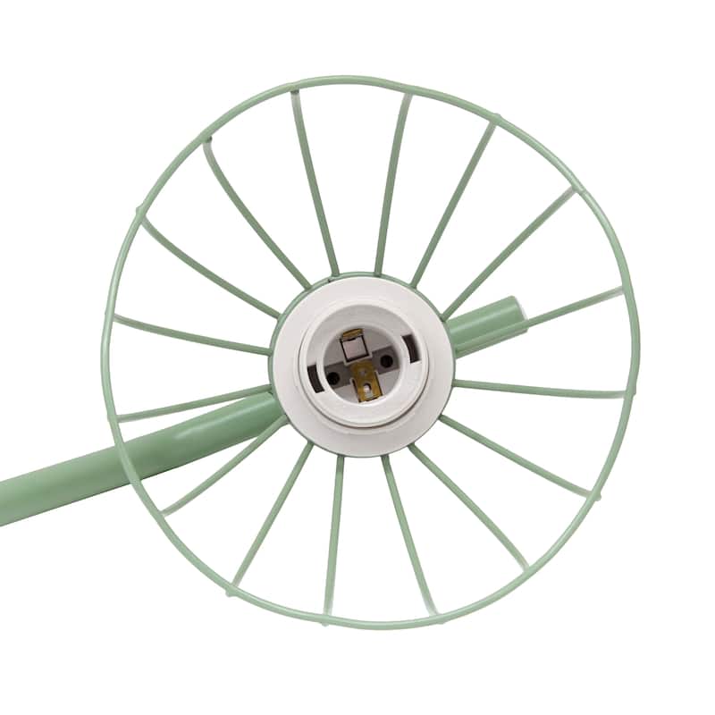 Metal Industrial Cage Floor Lamp with Curved Arm and Rotary Switch - 9.57 x 7.87 x 54.50 in. (L x W x H)