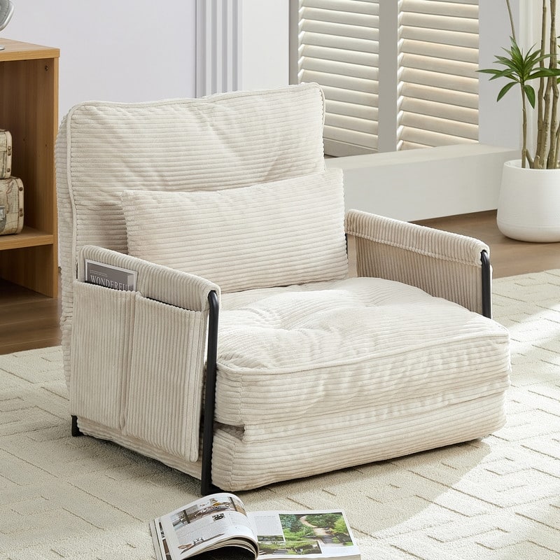 Mixoy Muti-Functional Folding Futon Floor Sofa Bed,Single Lazy Sofa with Pillows,6 Position Adjustable Backrest