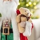 preview thumbnail 58 of 92, Glitzhome 18"H Faux Fur Christmas Santa Figurines with Porcelain Face