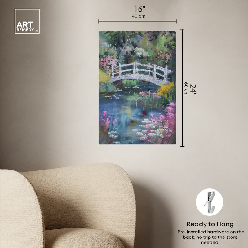 Art Remedy Hidden Garden Gallery Wrapped Impressionism 1 Piece Canvas Wall Art /Monet And Van Gogh Inspired Art