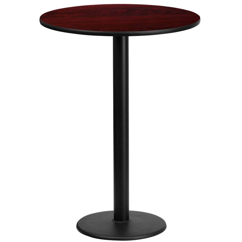 24'' Round Laminate Table Top with 18'' Round Bar Height Table Base - Mahogany