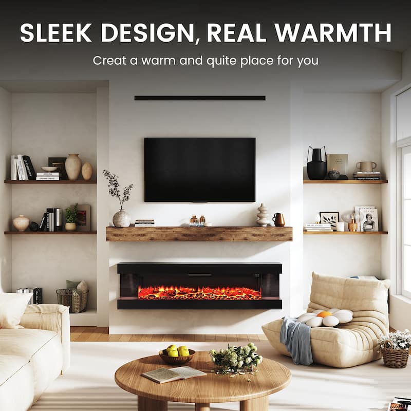 3-Sided Electric Fireplace, Wall Mounted LED Electric Fireplace