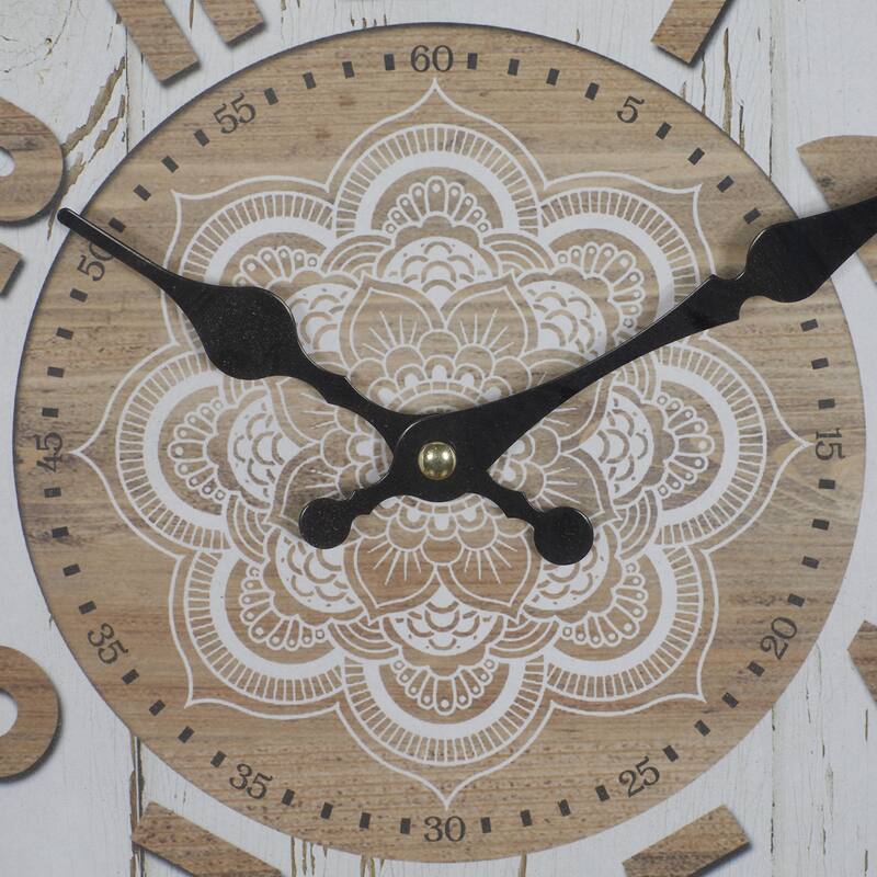 Metal Fluted Frame Decorative Wall Clock - White - Roche River Decor