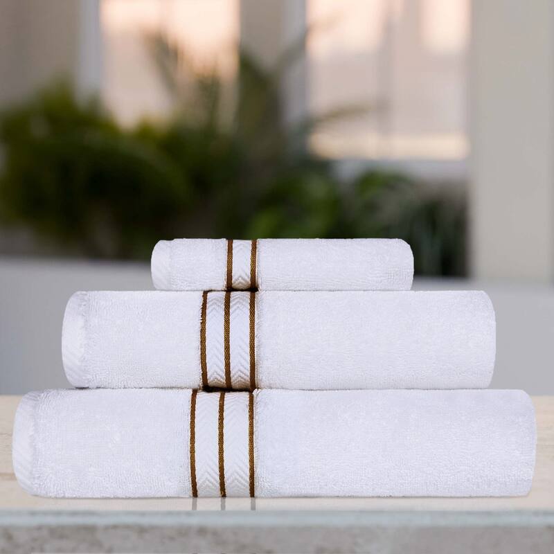 Turkish Cotton 3 Piece Absorbent Heavyweight Towel Set by Superior - Toast