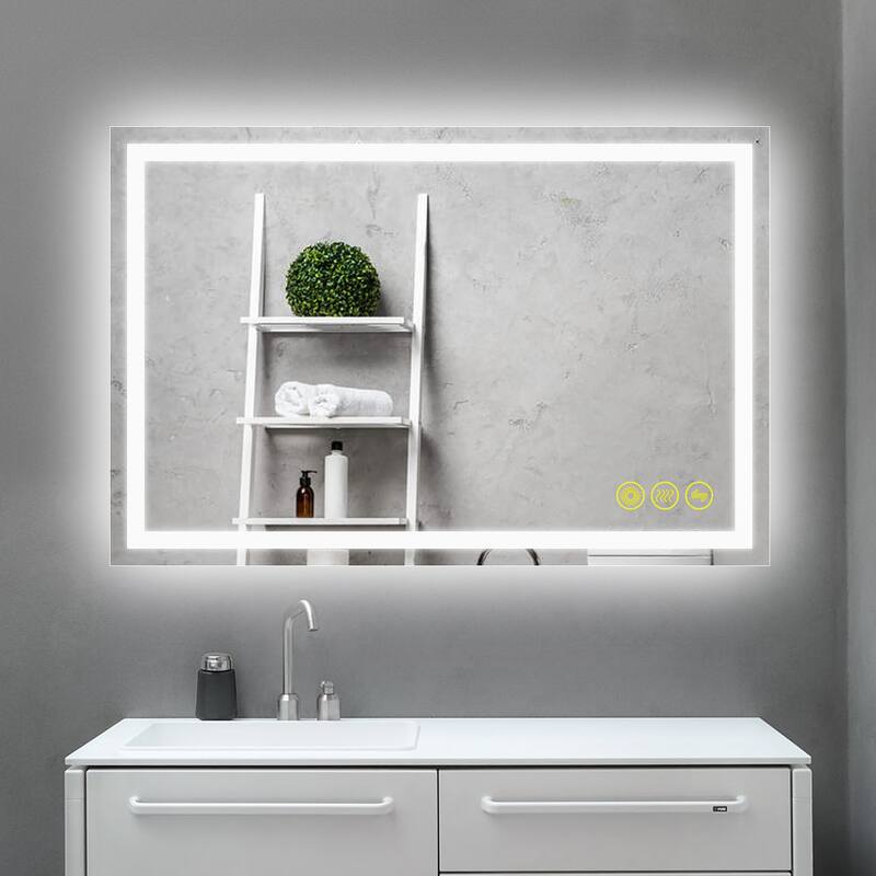 GlareGuard 24x36" Rectangular Anti-Fog Dimmable Backlit LED Bathroom Vanity Mirror - Clear